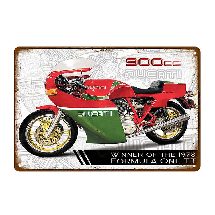 Motos Ducati 900CC - Enseigne Vintage Métallique/Enseignes en bois - 20*30cm/30*40cm