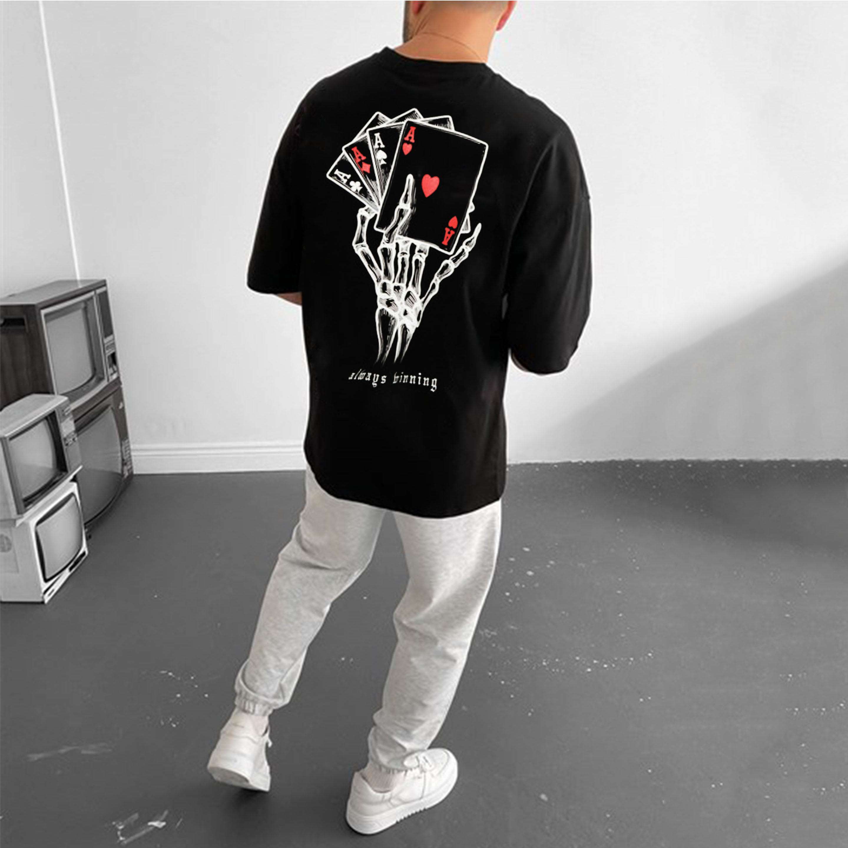 Men's Oversized Poker Print T-Shirt