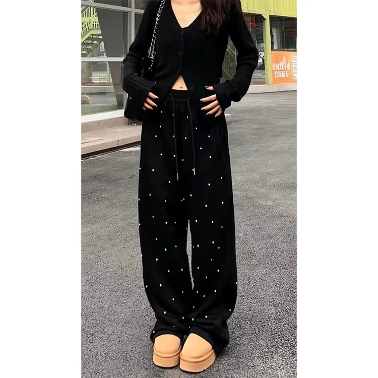 Black Gothic Dot Denim Pant