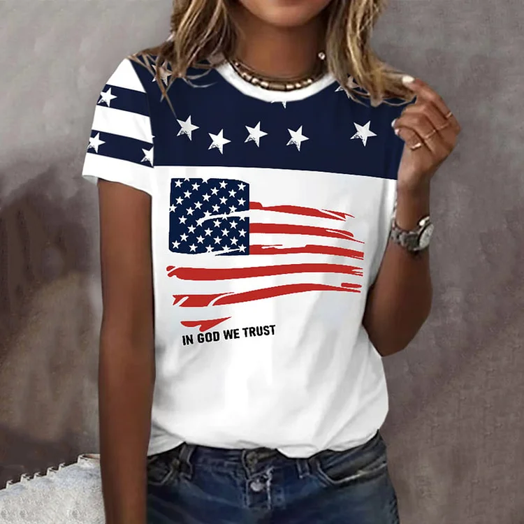 Women's Independence Day Print Short Sleeve T-Shirt