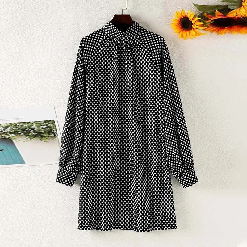 ZANZEA Fashion OL Bohemian Dress Women Puff Sleeve Sundress Casual Polka Dot Knee Vestido Party Holiday Turtleneck Robe Longue 7