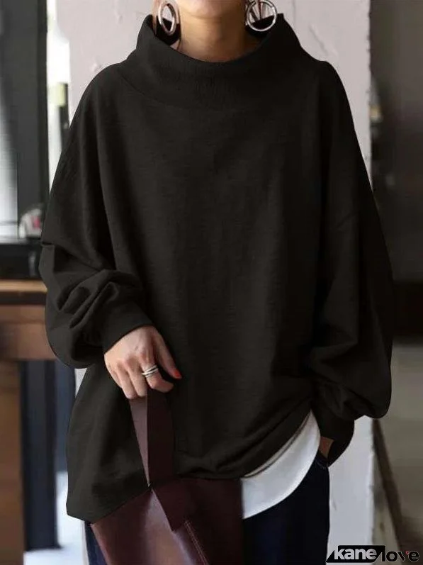 Women's Hoodies Loose High Neck Pullover Long Sleeve Hoodie