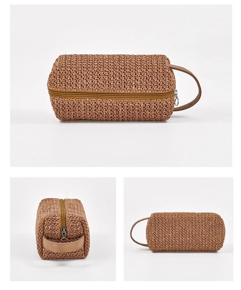 Women's grass material large-capacity portable travel toiletry bag cosmetic bag