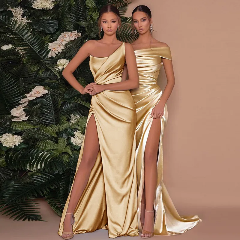 Doris | Elegant One-Shoulder Maxi Dress with Corset & High Slit for Special Occasions - Image 2