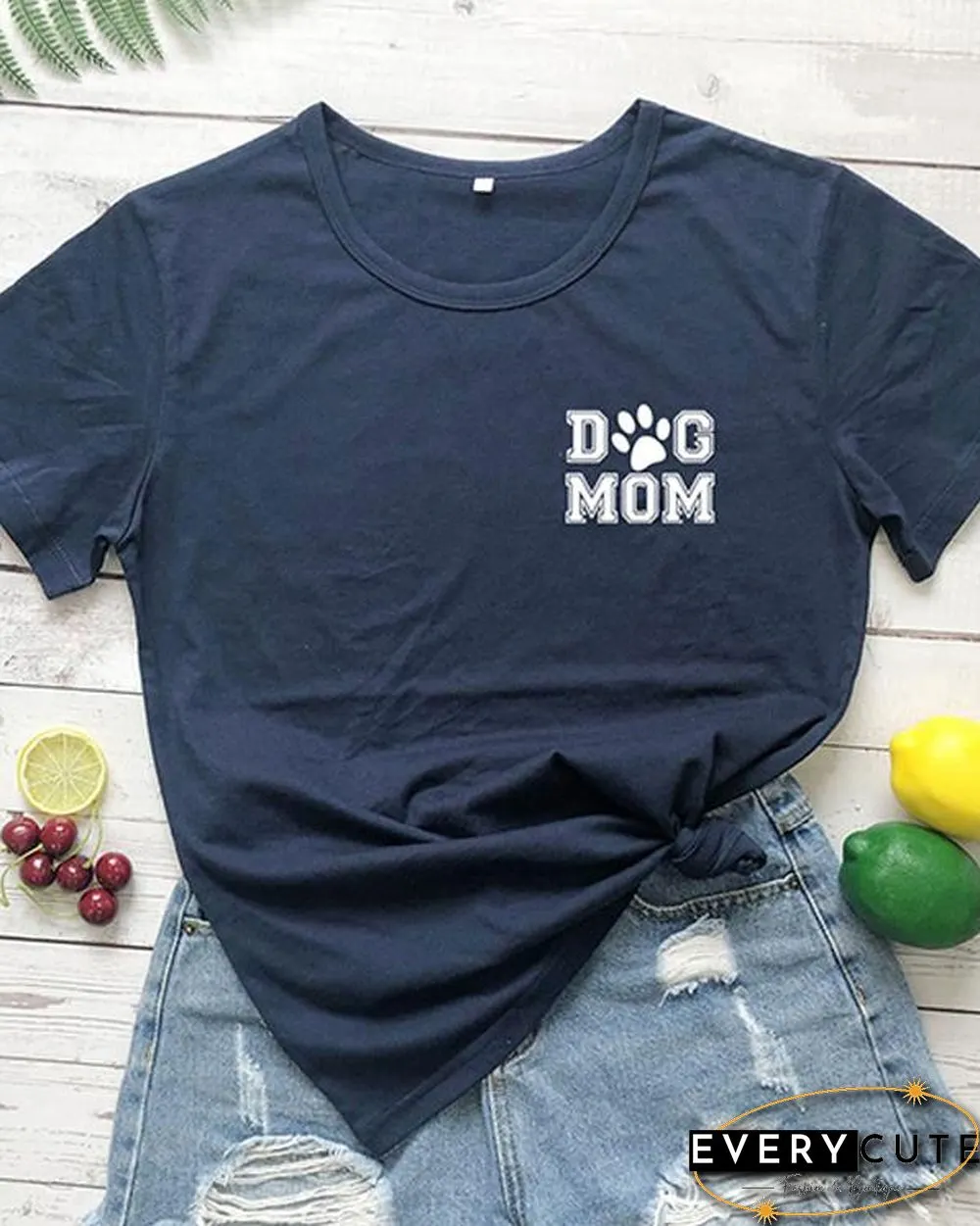 Dog Mom Cotton Tee Printed T-Shirt