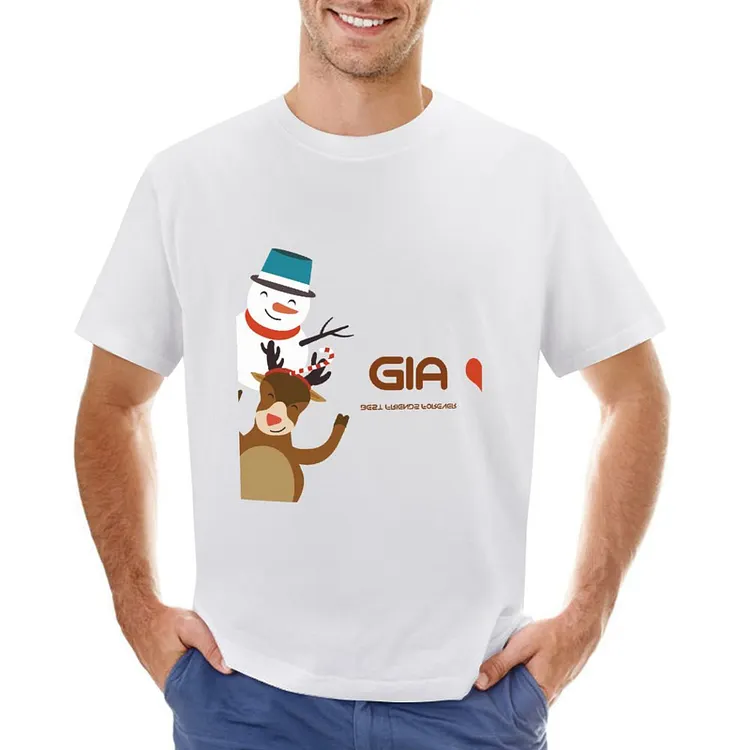Snowman And Elk Designable Men's T-shirt	