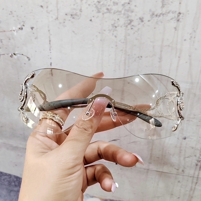 Hip-hop Streetwear Solid Color Pc Square Frameless Women’s Sunglasses