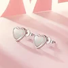 925 Silver Heart-shaped Stud Earrings With Cubic Zirconia Decor