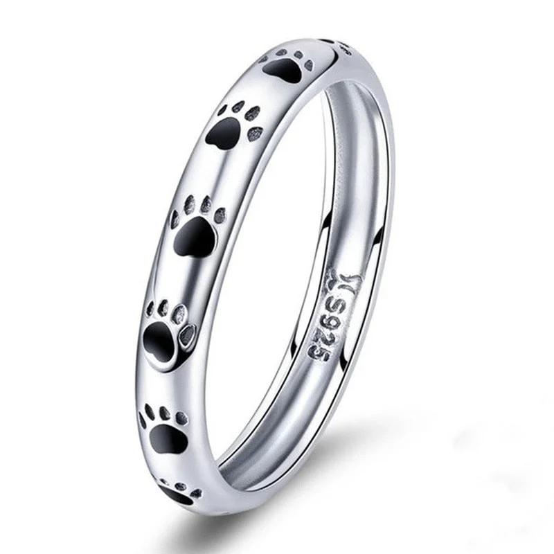 Unique Design Cute Cat Claw Dog Footprint Ring Boutique Ladies Mini Simple Daily Wear Jewelry
