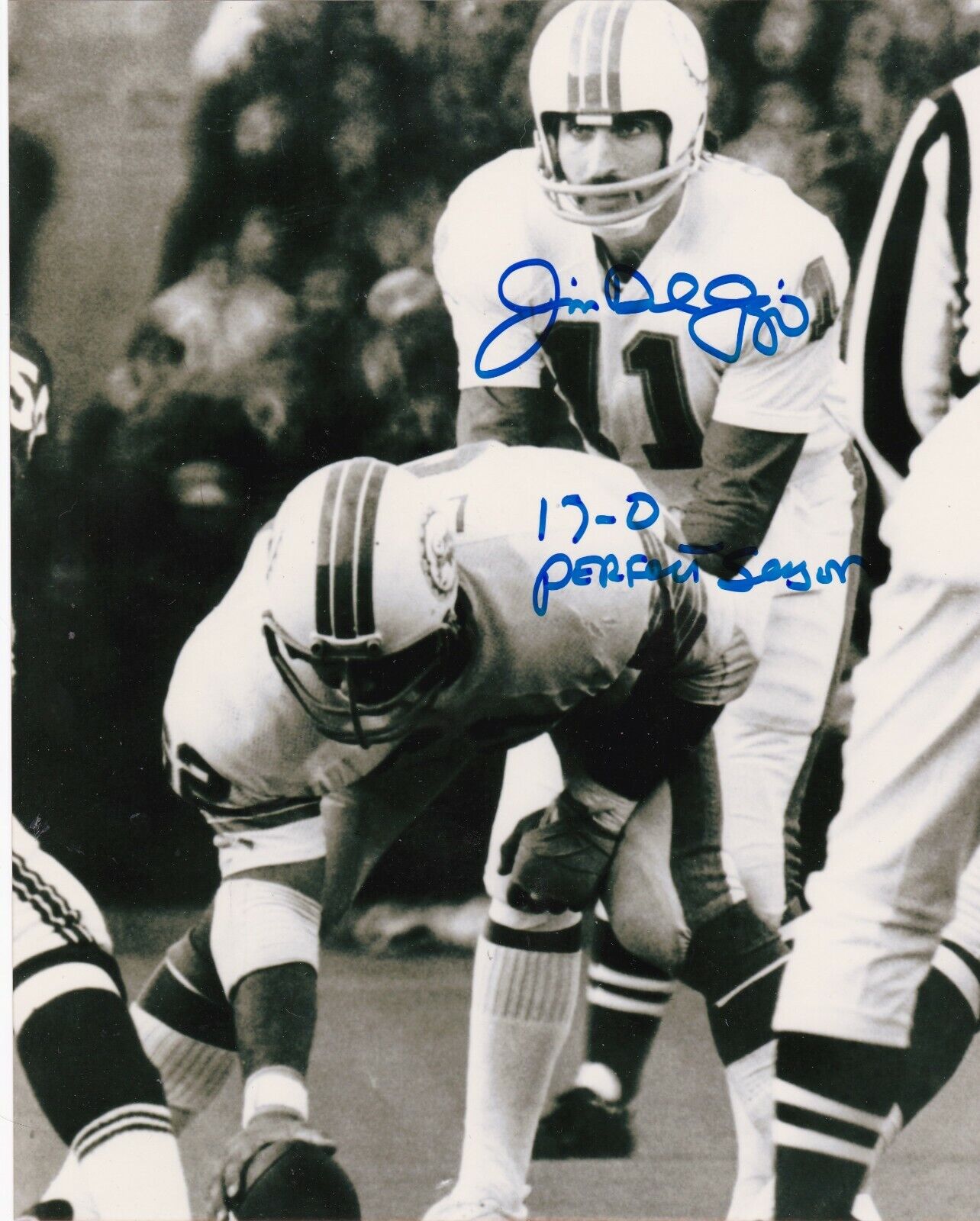 JIM DEL GAIZO MIAMI DOLPHINS 17-0 PERFECT SEASON ACTION SIGNED 8X10