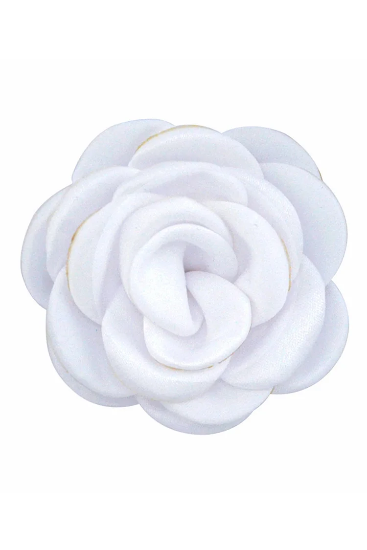 1950s White Daily Silk Satin Braid Stereo Camellia Flower Brooch