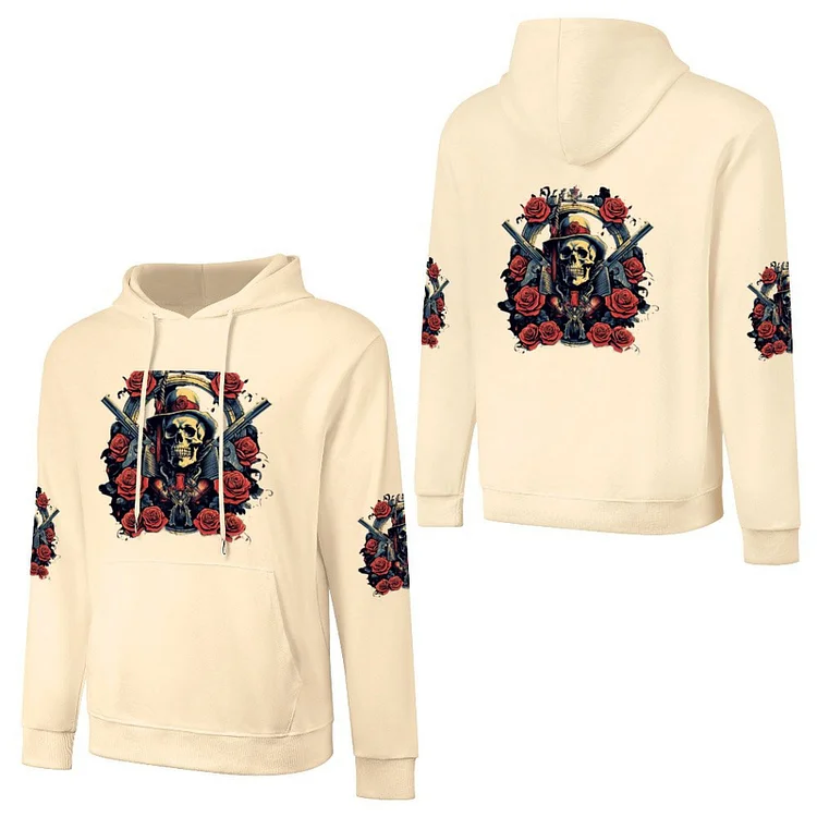 Pure Cotton Hooded Sweater Skull Rose Gun  customized, personalized, gift