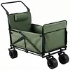 [US Local Warehouse] 2-in-1 Wagons Carts Foldable 440lbs Capacity Folding Chair Cart with All-Terrain Wheels Beach Wagon for  Sports Garden Camping (Green)