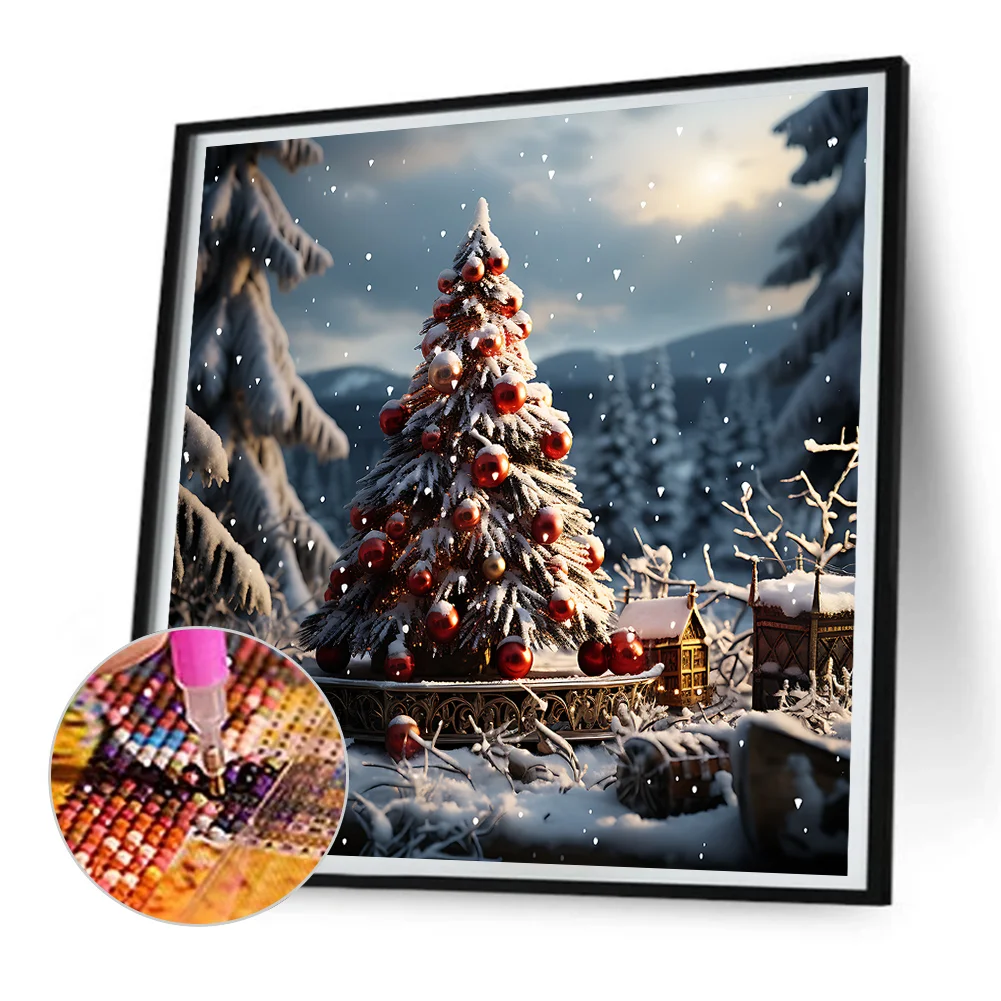 Diamond Painting - Full Round Drill - Winter Snow Christmas Tree(Canvas|30*30cm)