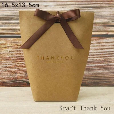 5pcs Black White Merci Candy Bag French Thank You Kraft Paper Gift Packaging Box Wedding Favors Birthday Party Supplies
