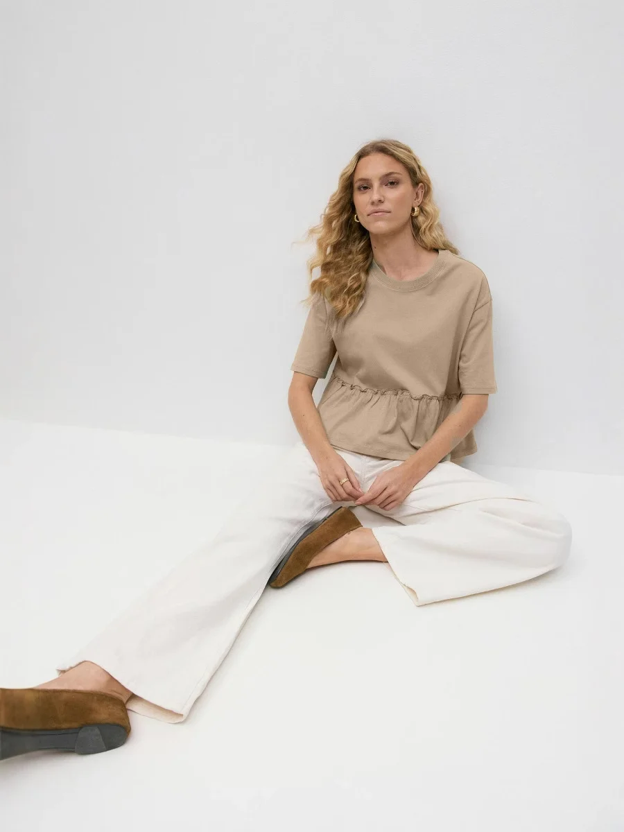 Athvotar Athvotar Spring And Summer New Pure Cotton Collar 100-Fold T-Shirt Top Women Soft And Loose Leisure Top