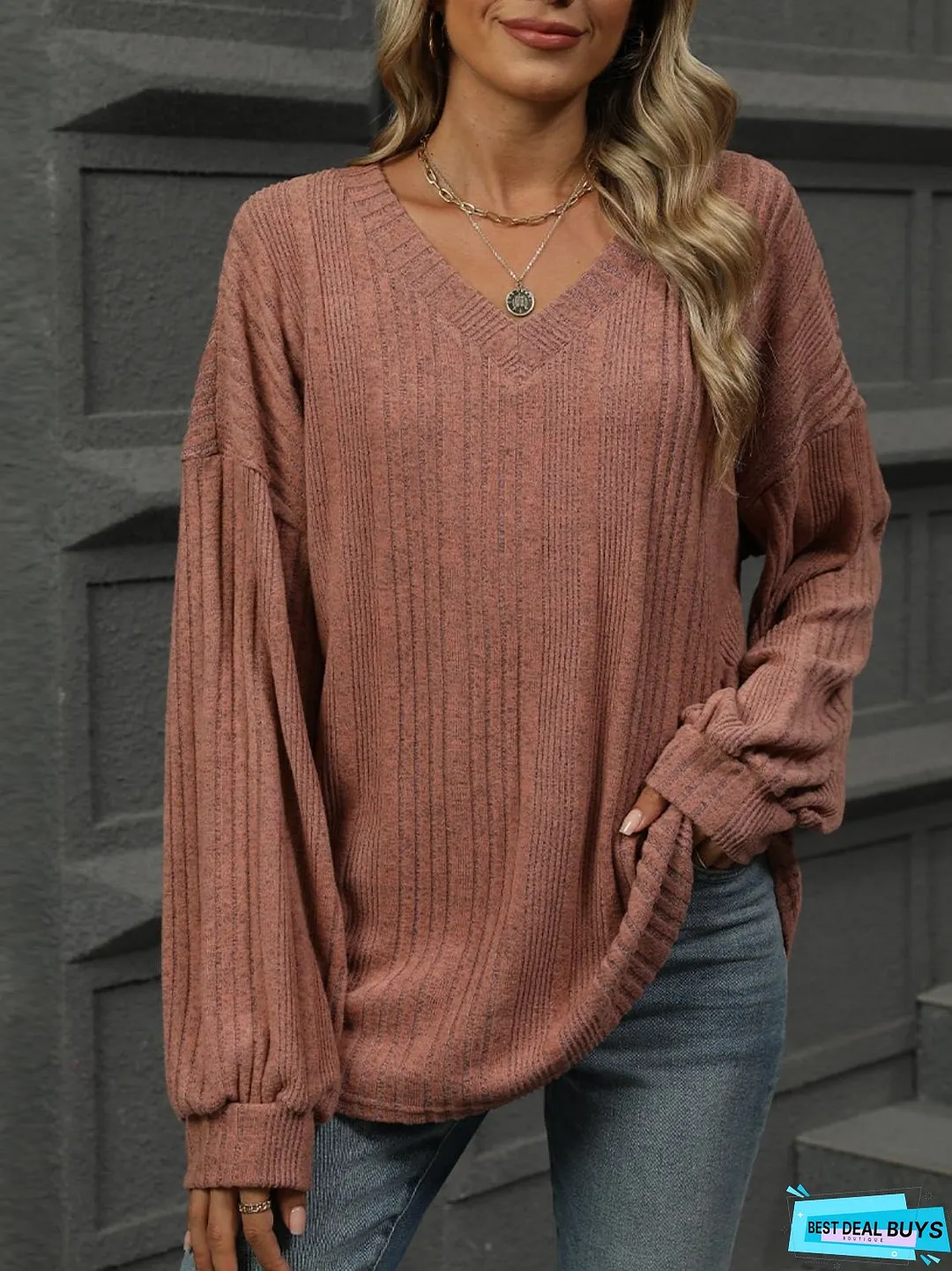 V-Neck Long Sleeve T-Shirt