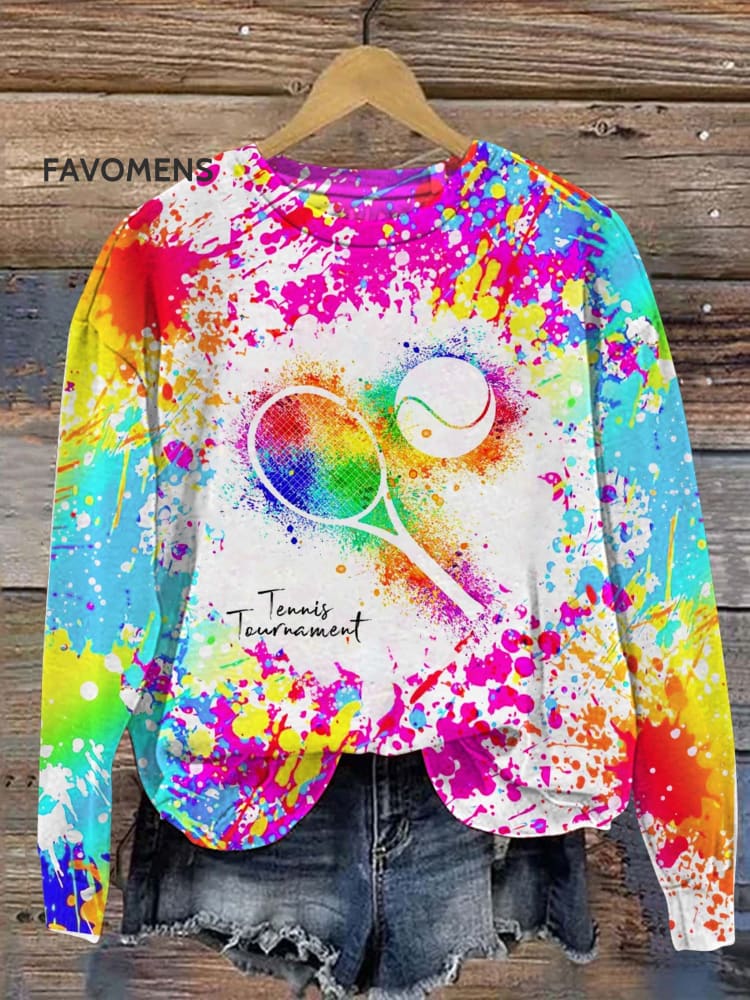 Sport Tennis Tournament Splatter Art Casual Sweatshirt Multicolor / S