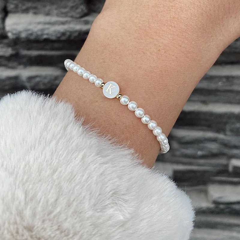 Precious Pearl Beads Customized A-Z Initial Letter Bracelets