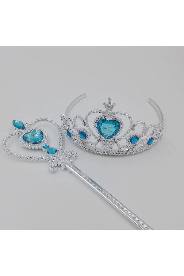 Halloween Accessories Girl Frozen Elsa Anna Crown And Wand Blue-elleschic