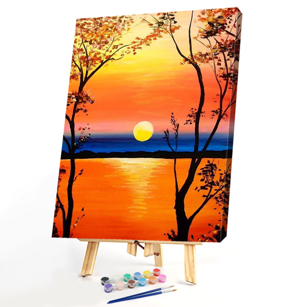 

40x50cm - Paint By Numbers Sunset Tree, 501 Original