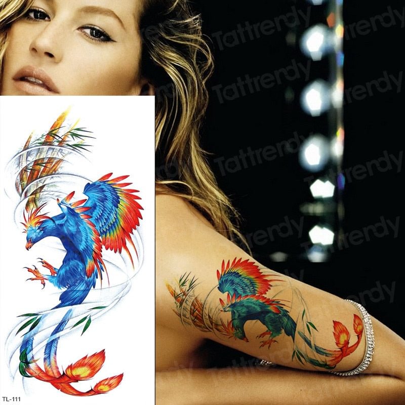 temporary tattoo phoenix unicorn fox tattoo body stickers sexy tatoo for woman fake tattoo arm back water transfer tattoo women