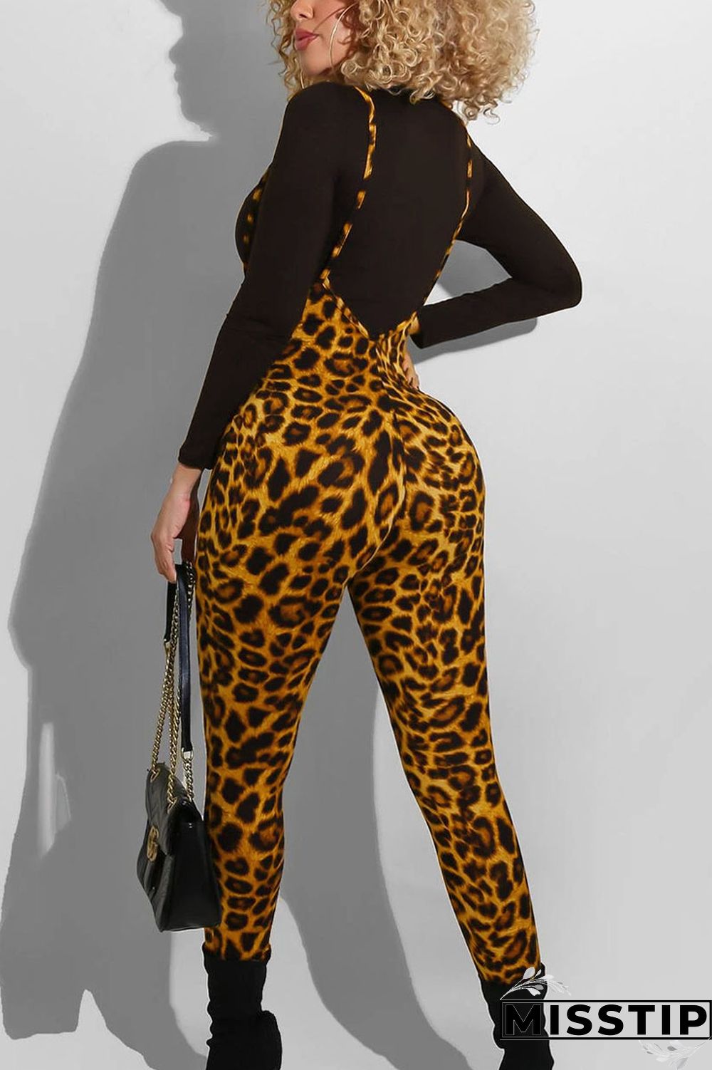 Leopard print Daily Leopard O Neck Long Sleeve Two Pieces