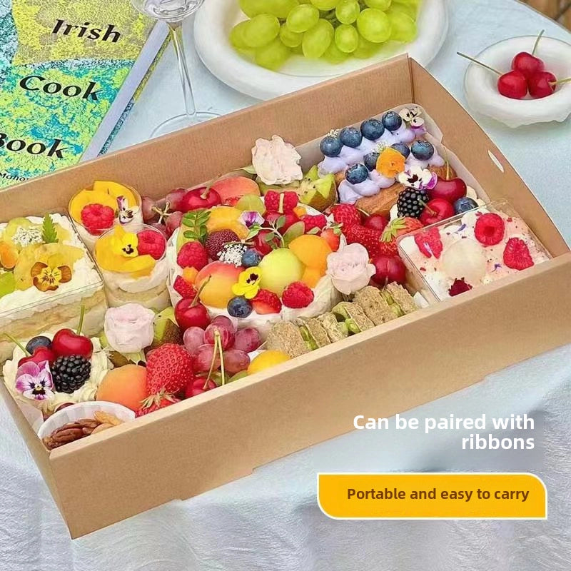 Internet Celebrity Kraft Paper Picnic Box Disposable Lunch Box Outdoor Camping Fruit Bento Sushi Packing Box2