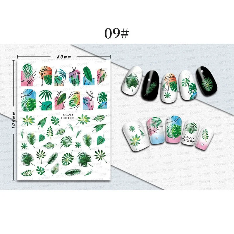 1 Sheet 3D Halloween Nail Sticker Christmas Skull Bone Snake Butterfly Maple Leaf Pattern Decals Manicures 3D Nail Decorations