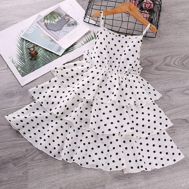 Girls Dresses 2021 Summer Teenagers Dot Sling Princess Dress Elegant Children Clothes Girl Cake Dress 4 8 10 Years Kids Outfit