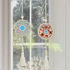 2Pcs Diamond Painting Wooden Double Sided Snowflake Wreath Hanging Tassel Pendant