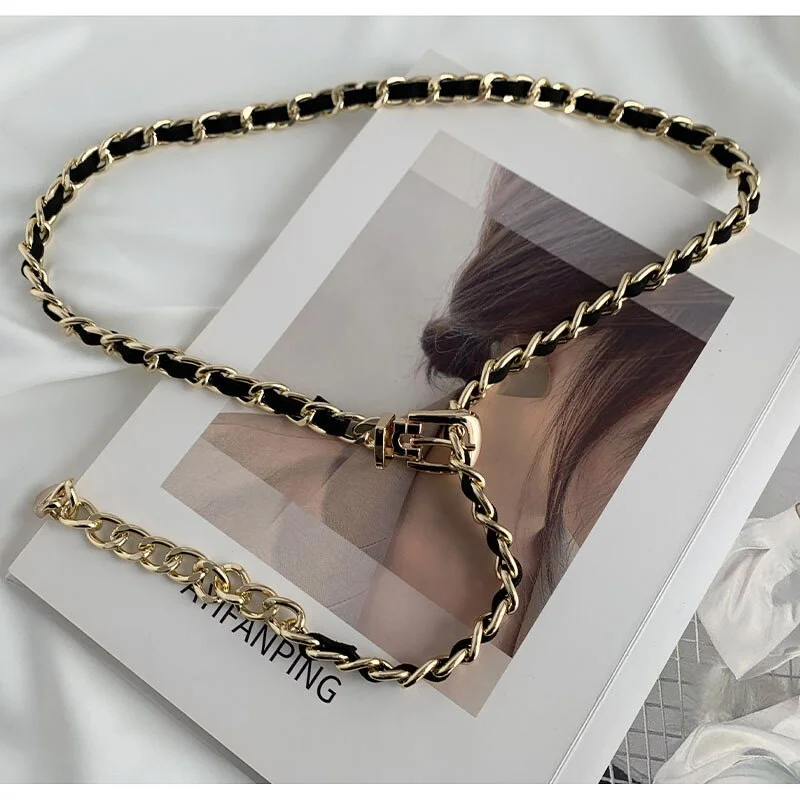 Metal Chain Belts for Women Waistbands Long Tassel for Suitable Jeans Suit Dress Waist Belt Luxury Brand Designer Waist Chain