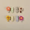 2PCS Lovely Plaid Flower Hair Pins for Baby Girls