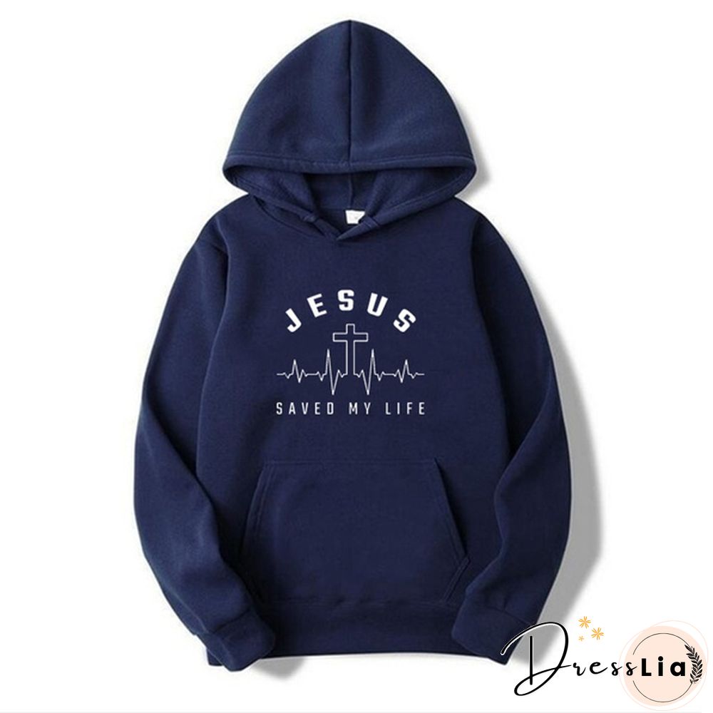 Funny Jesus Saved Life Hooded Coat Fashion Casual Hoodie Long Sleeve Sweatshirt Top