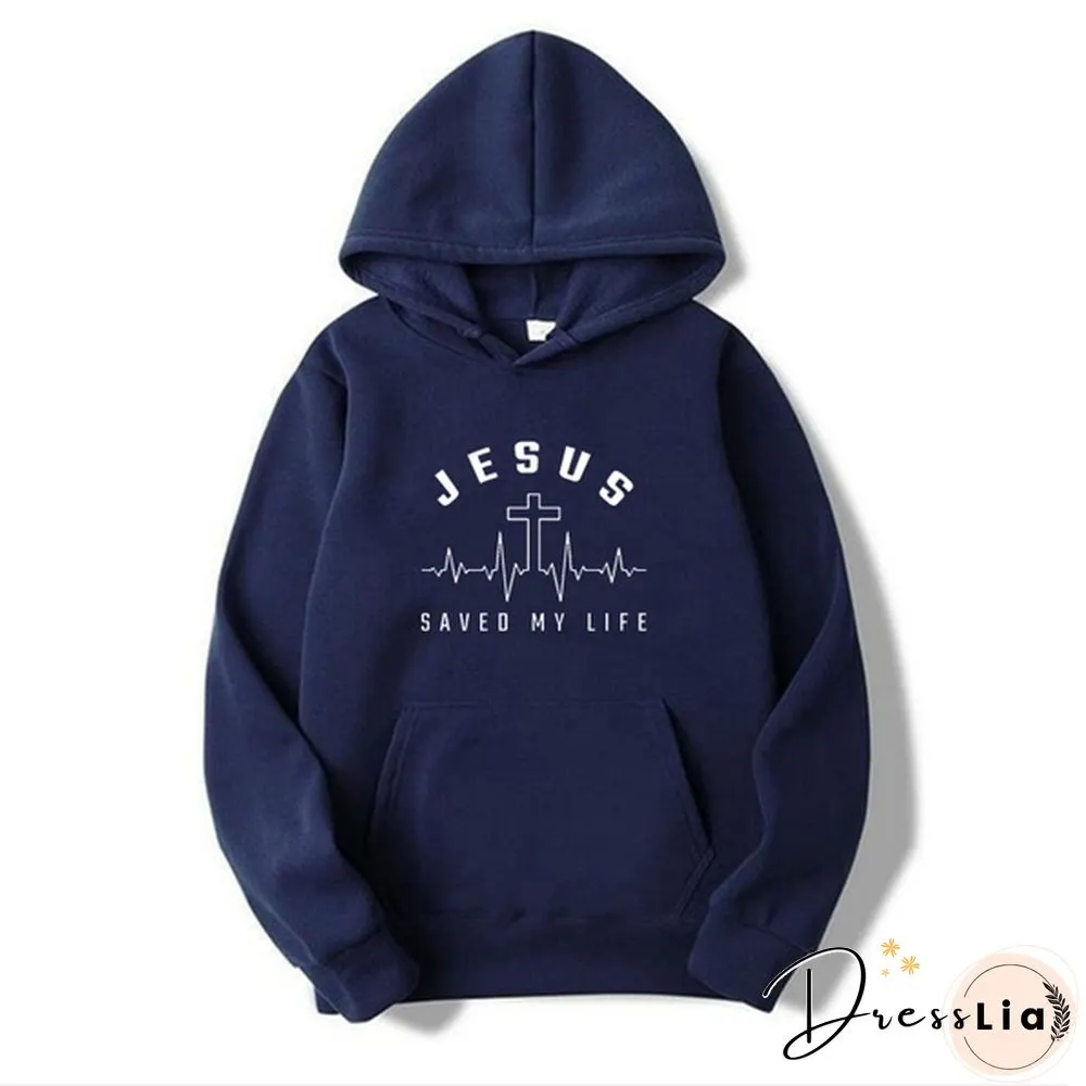 Funny Jesus Saved Life Hooded Coat Fashion Casual Hoodie Long Sleeve Sweatshirt Top