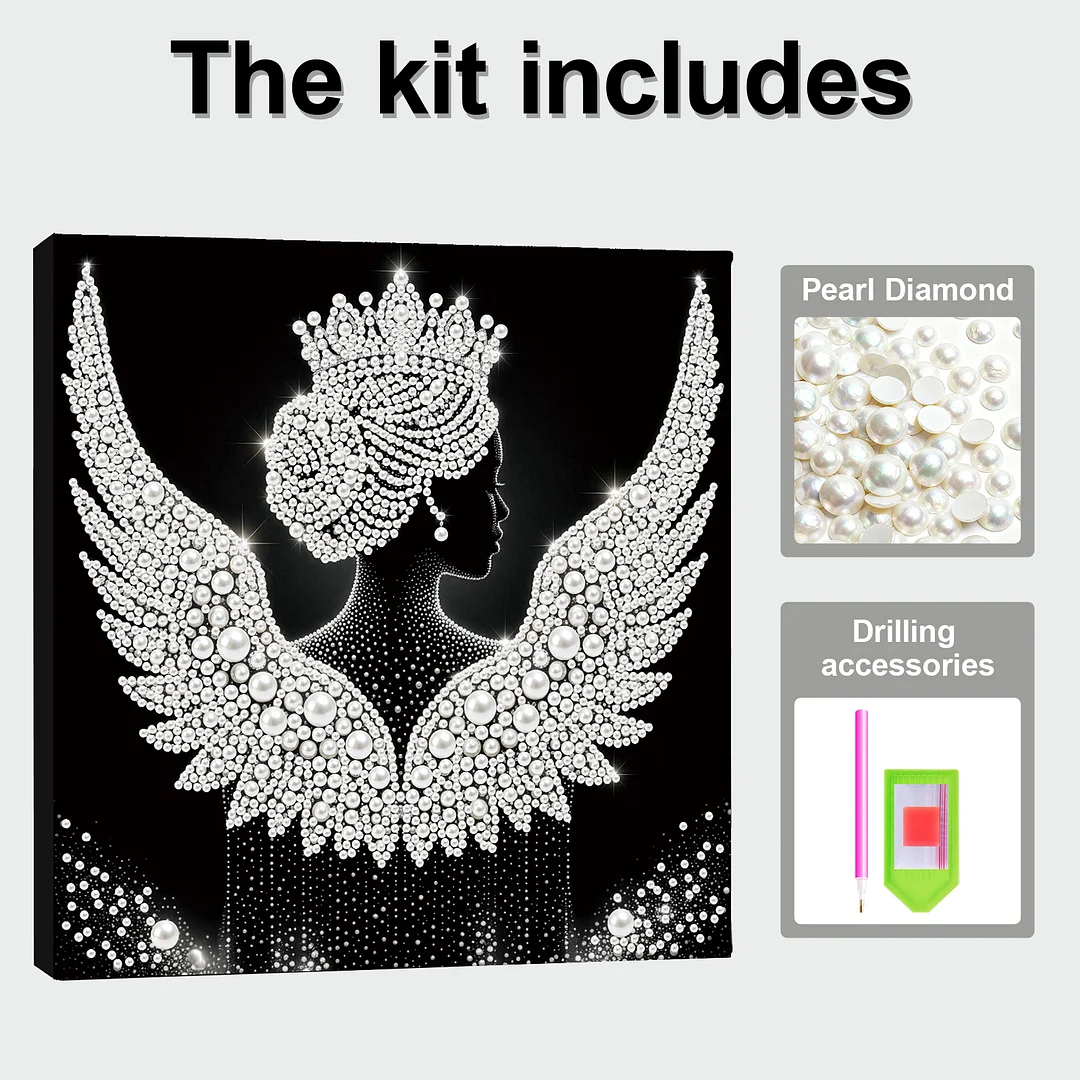 Angel - DIY Pearl Diamond Art Kit With Frame 25*25cm