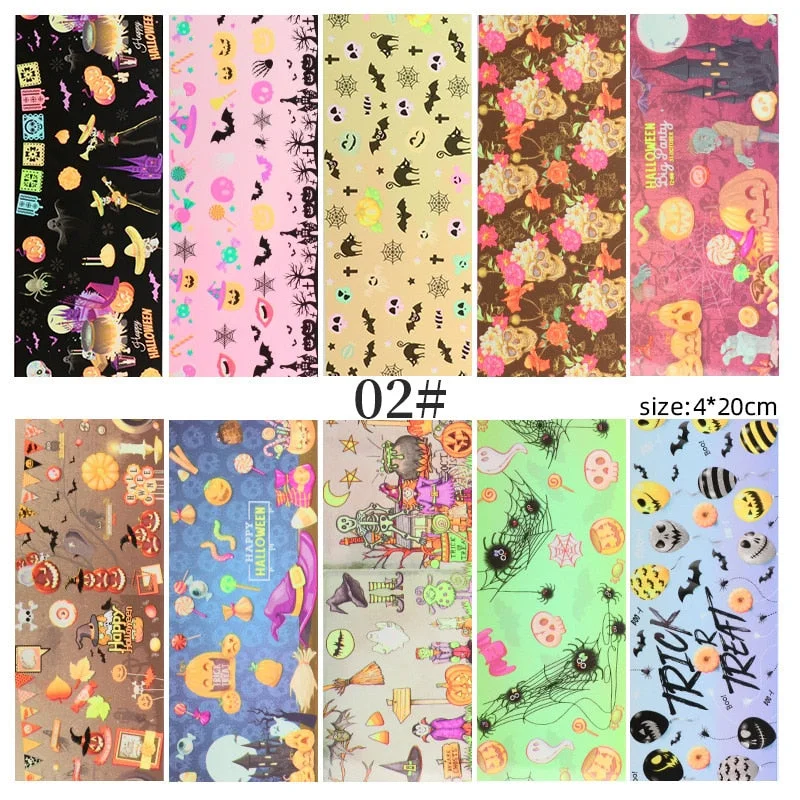Nail Foils Flowers Nail Stickers Transfer Decals Sliders Christmas Halloween Print Nail Art Decorations DIY Tips Adhesive Wraps