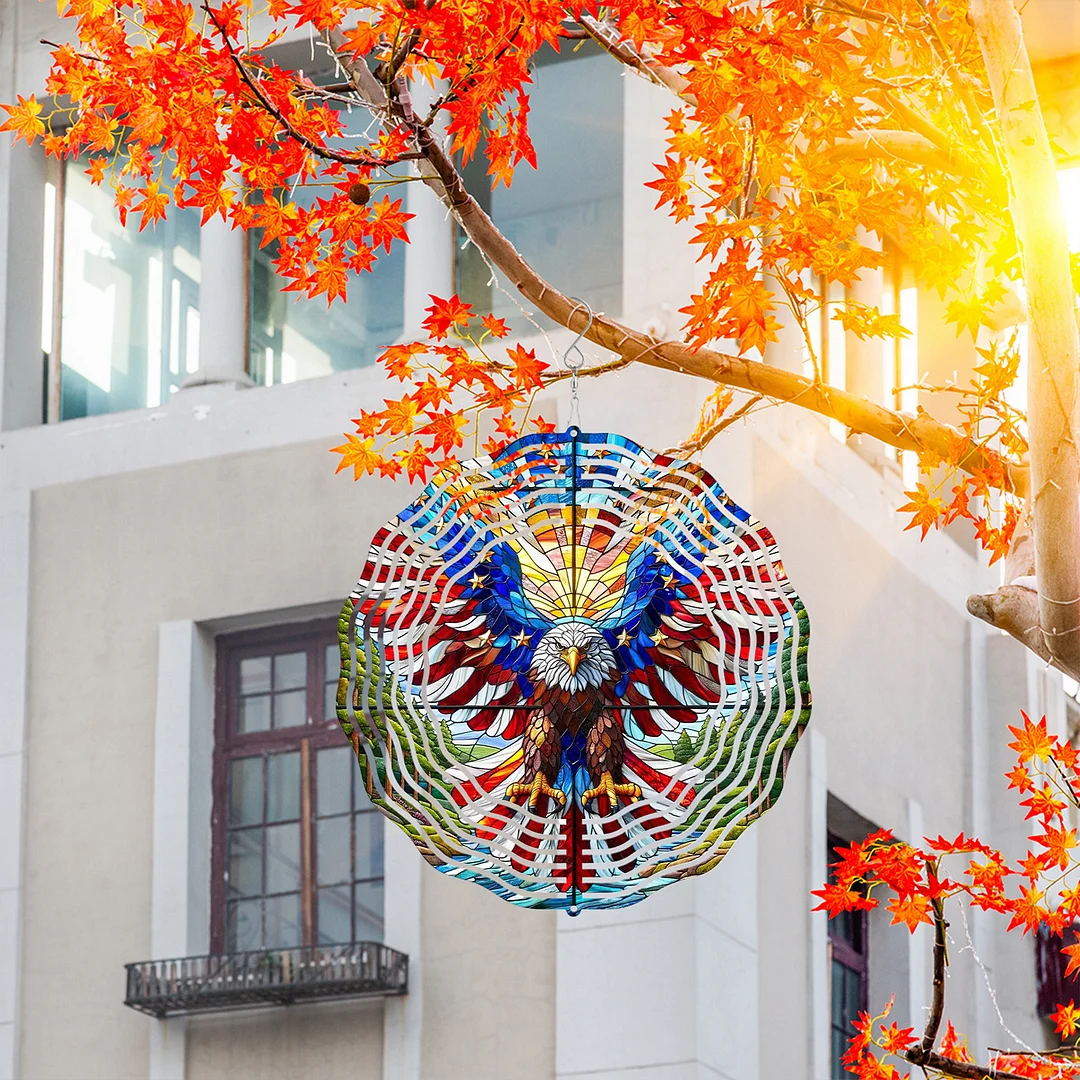 3D Hanging Wind Spinner 360 Degree Rotating 10-Inch Garden Wind Spinners Hanging Wind Catcher Art Gift for Home Garden Halloween Christmas (eagle)