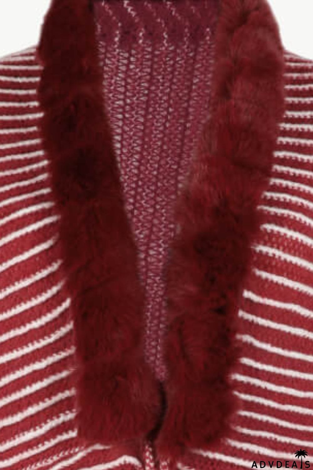 Striped Open Front Fringe Poncho