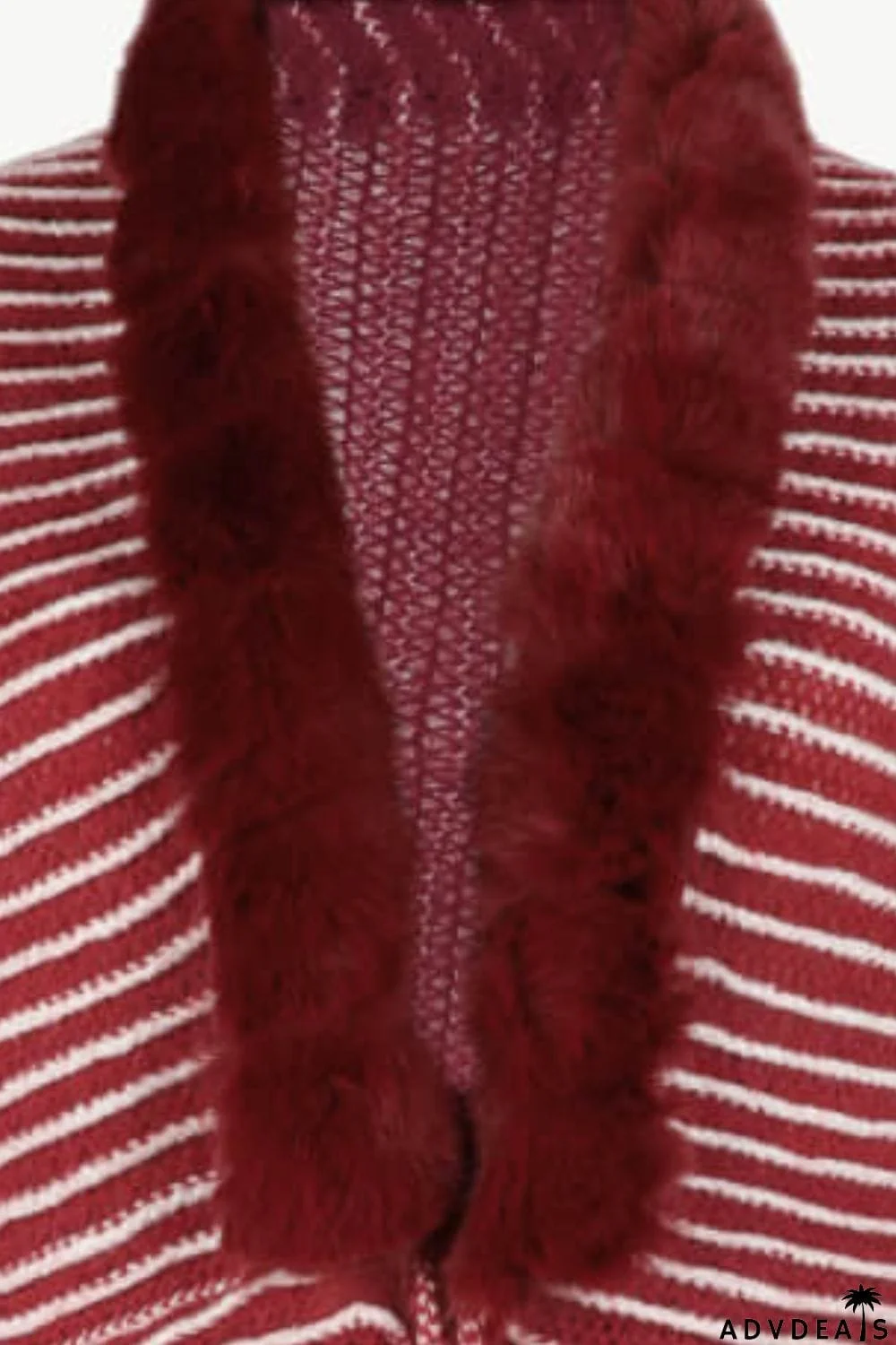 Striped Open Front Fringe Poncho