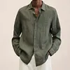 Gioiacombo&trade; Camicia da uomo in cotone e lino a tinta unita sciolta nuova
