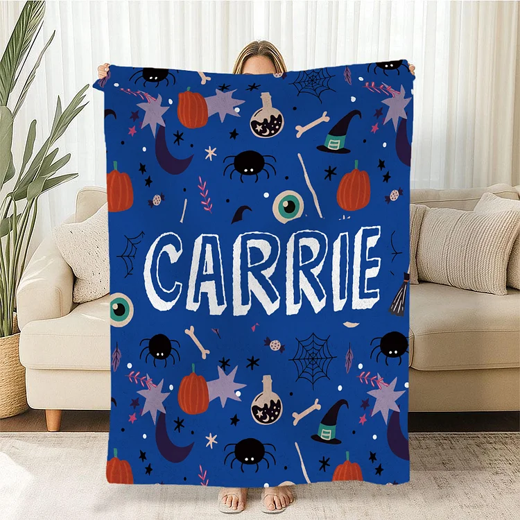 Personalized Blanket, Custom Blanket, Blanket for Kids, Custom Name Blanket, Halloween Blanket, Halloween Gift, Witch Blanket