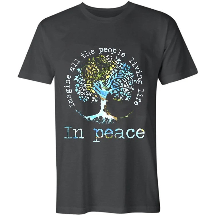 Imagine All The People Living Life In Peace Printed Men's T-shirt socialshop