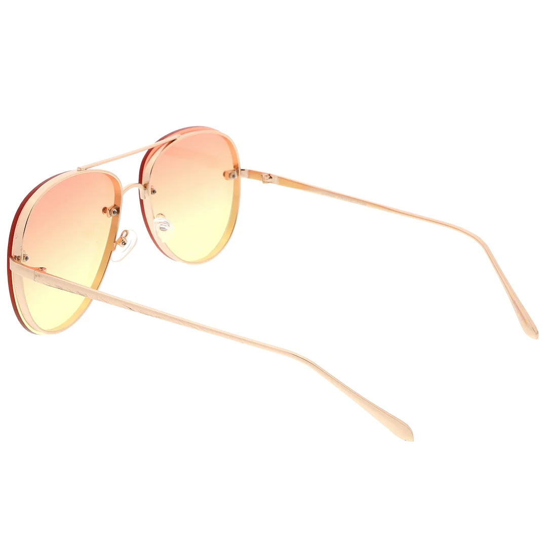 Oversize Rimless Aviator glasses Thick Frame Gradient Flat Lens 60mm