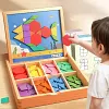 🔥 50% DE R&Eacute;DUCTION ! ✨ Puzzle Magn&eacute;tique en Bois - 180 Pi&egrave;ces G&eacute;om&eacute;triques, Apprentissage STEM, Bo&icirc;te de Rangement Portable 🧲🧩