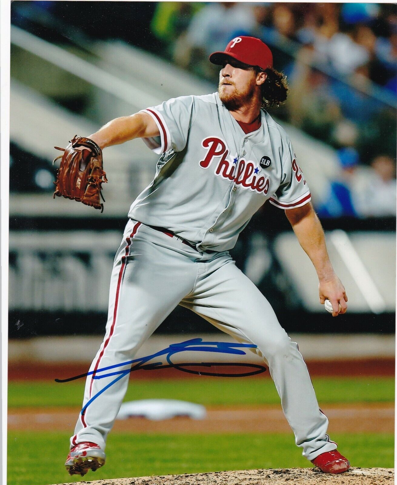 ADAM LOEWEN PHILADELPHIA PHILLIES ACTION SIGNED 8x10