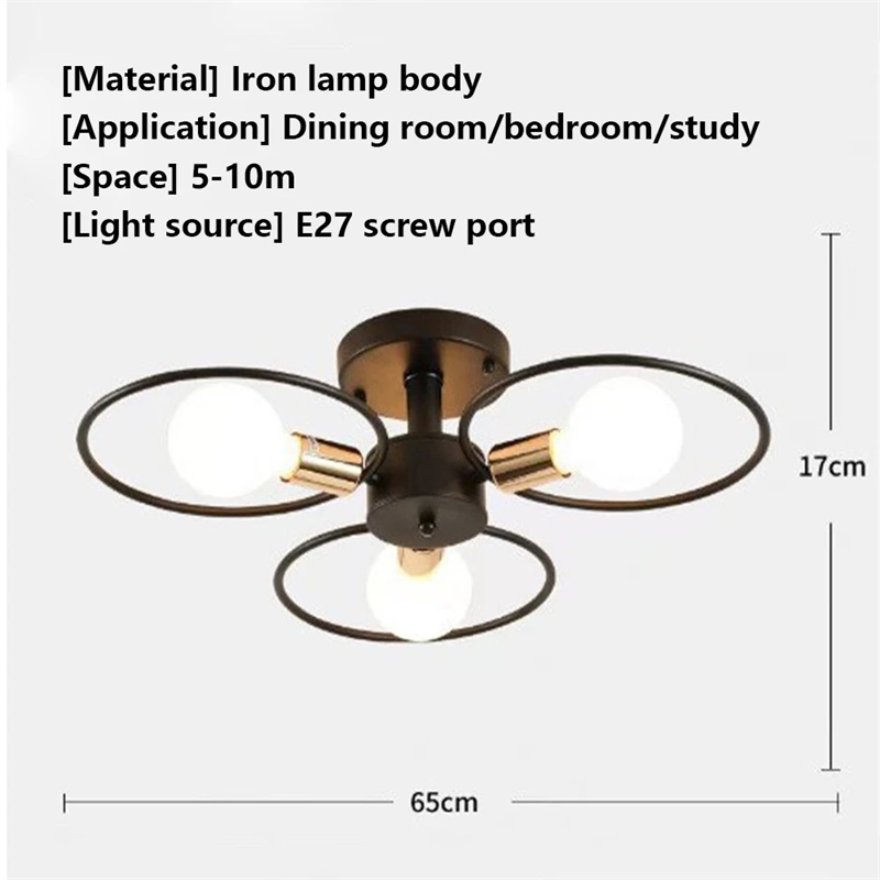Nordic Pendant Lights Iron Ceiling Lamp Multiple Heads E27 Chandelier Black White Gold Color Lighting Fixture