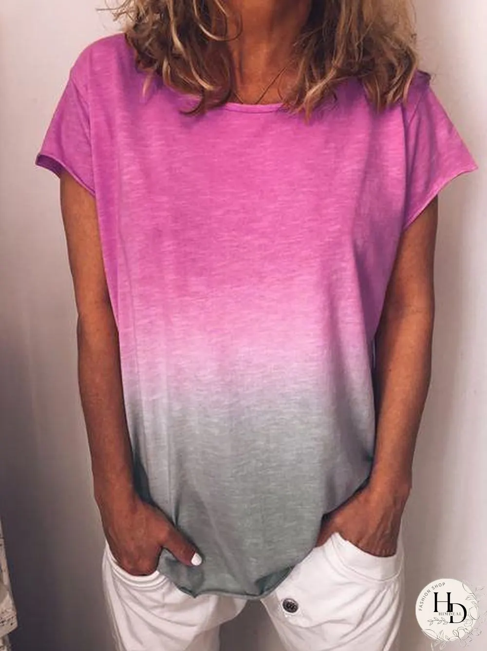 Women Cotton Crew Neck Plus Size Casual Short Sleeve T-shirt