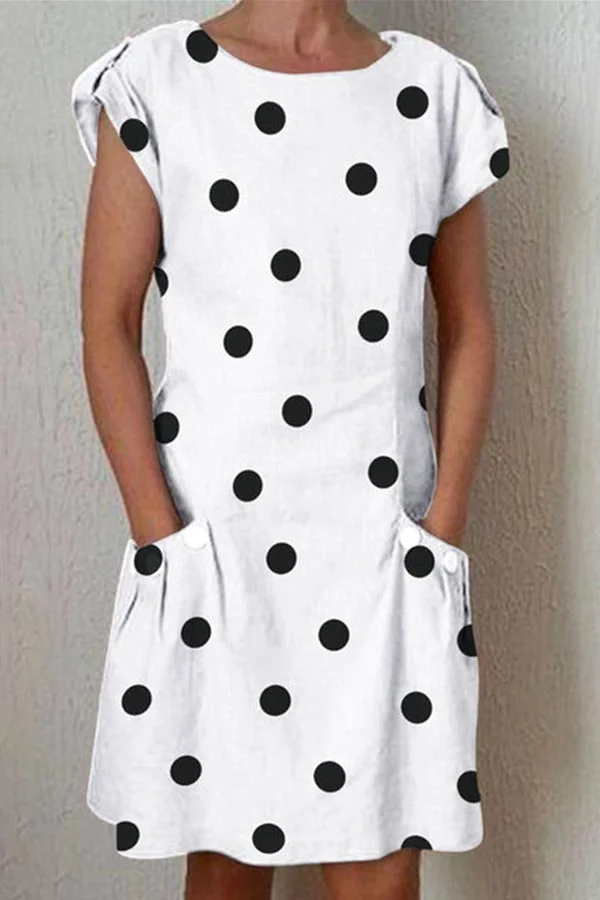Casual Polka Dot Print Shift Dress