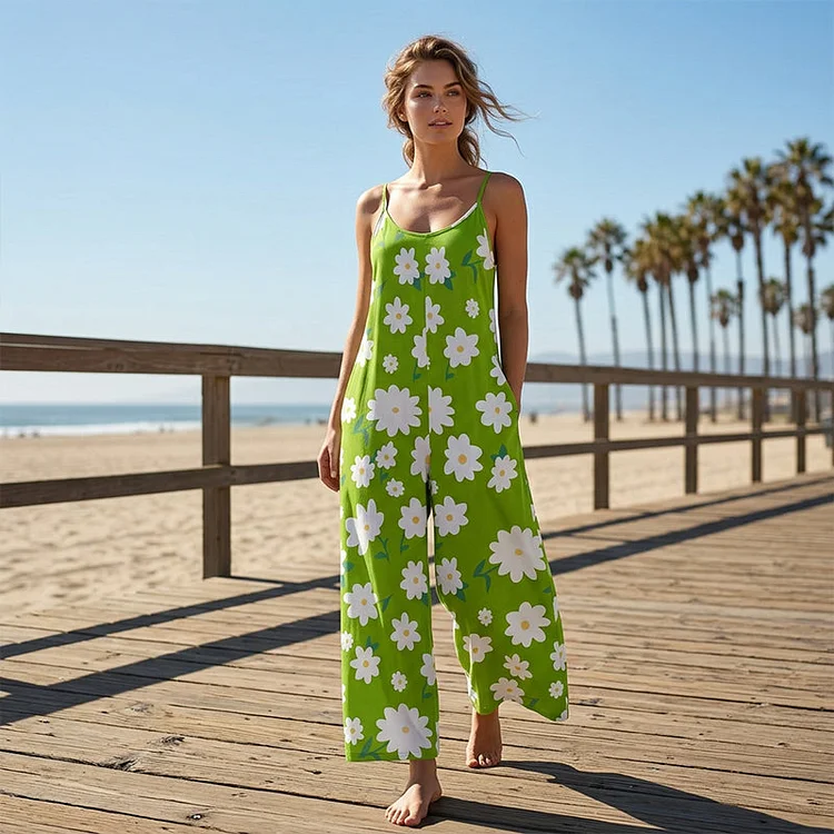 💐Women's Floral Print Wide Leg Jumpsuit